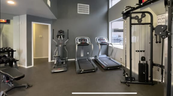 Fitness center at Augusta Court Apartments, Houston, Texas