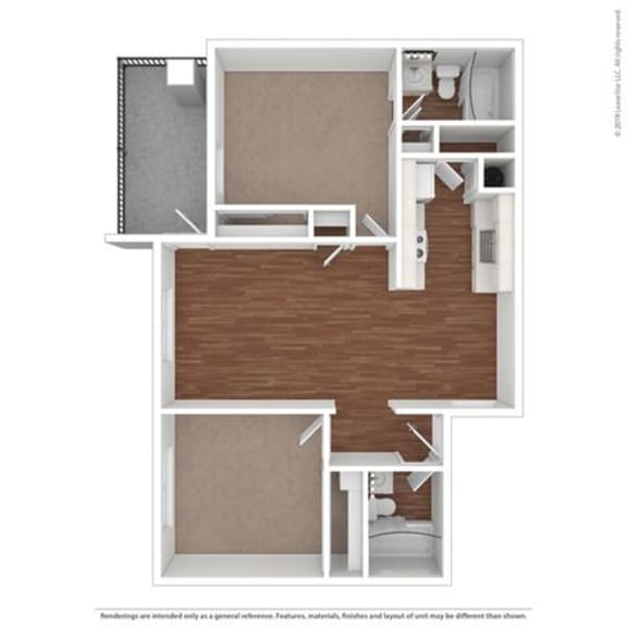 2 Bedroom Floor Plan 2 Bedroom Floor Plan at Clayton Creek Apartments, Concord, CA