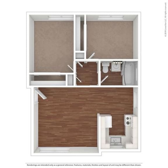 3d 2 bedroom layout 3d 2 bedroom layout at Colonial Garden Apartments, San Mateo, 94401