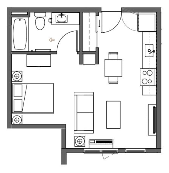 Floor Plans of Crescent Court Apartments in Portland OR