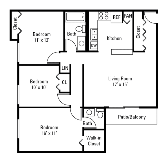 Floor Plans of Cedar Ridge Apartments in Richton Park, IL