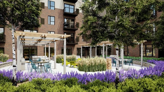 Outdoor Living Spaces at The Bessemer at Seward Commons, Minneapolis, MN, 55404