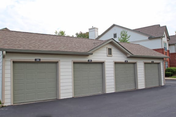 This is a photo of dettached garages at the Sanctuary at Fishers Apartments in Fishers, IN.