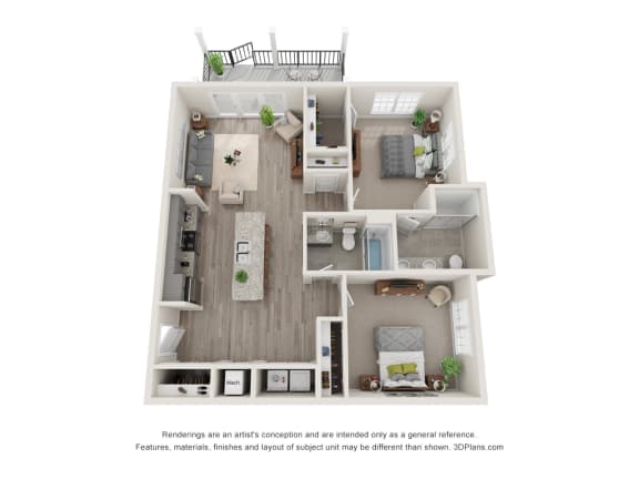 2 bed 2 bath A5 floor plan 2 bed 2 bath A5 floor plan at Barclay Place Apartments, Wilmington, NC, 28412