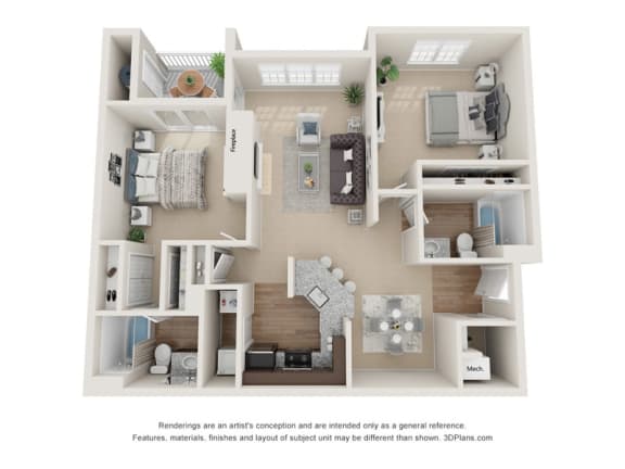 2 Bedrooms and 2 Bathrooms Floor Plans 2 Bedrooms and 2 Bathrooms Floor Plans at Beacon Place Apartments, Gaithersburg, MD