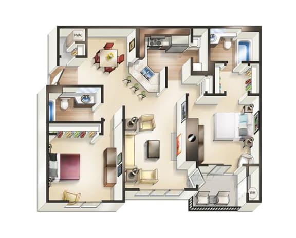 2 Bedrooms and 2 Bathrooms A Floor Plans 2 Bedrooms and 2 Bathrooms A Floor Plans at Beacon Place Apartments, Gaithersburg, Maryland
