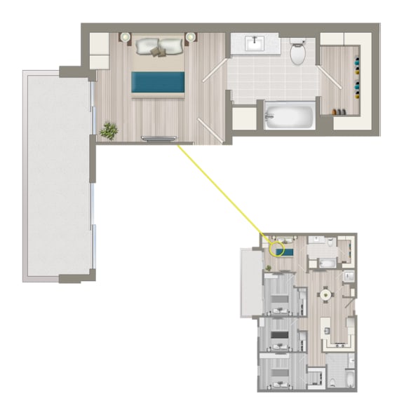 Ascent Furnished Co-Living Primary Suite C2D