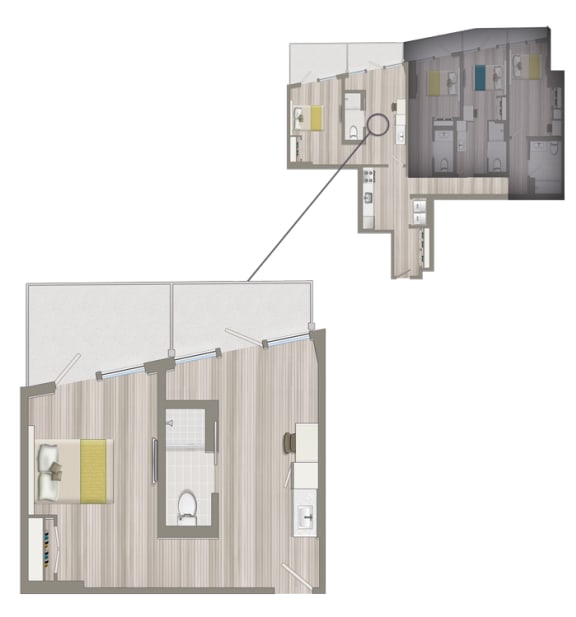 Furnished Co-Living Studio Boutique Suite L at NMS La Jolla, Los Angeles, 90048