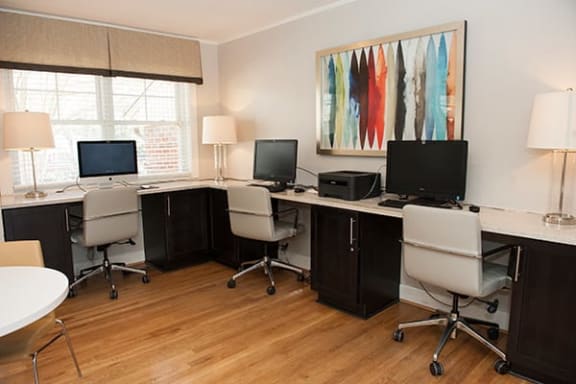 Resident Business Center With Computer And Printer at Glen Lennox Apartments, Chapel Hill, NC, 27514