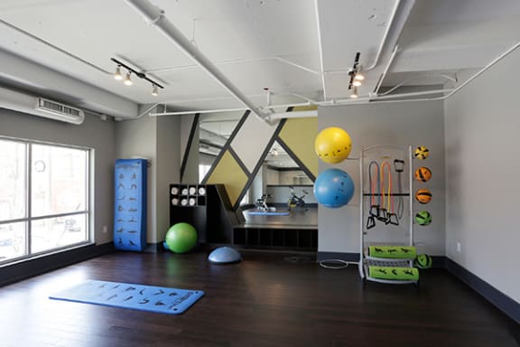 State-Of-The-Art Gym And Spin Studio at Link Apartments® West End, Greenville, SC, 29601
