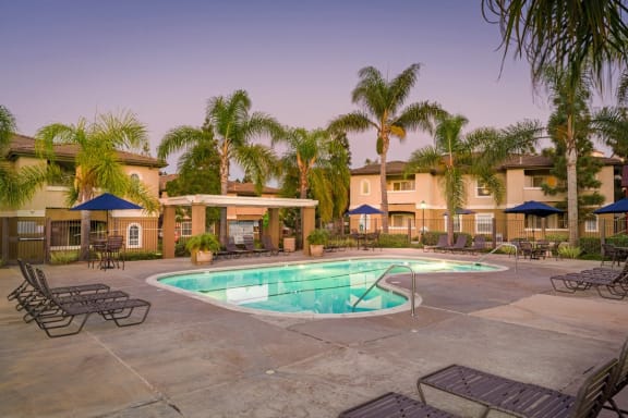 Pool Side Relaxing Area With Sundeck at The Landing, San Diego, CA, 92154