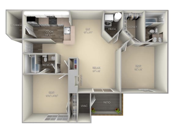 Asten Saratoga Square 2 bedroom 2 bath unfurnished floor plan apartment in Springfield VA Asten Saratoga Square 2 bedroom 2 bath unfurnished floor plan apartment in Springfield VA at Saratoga Square, Springfield
