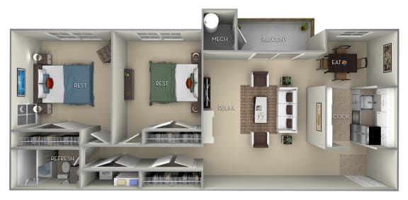 Fairfax Fairfax Square 2 bedroom 1 bath furnished floor plan apartment in Fairfax VA Fairfax Fairfax Square 2 bedroom 1 bath furnished floor plan apartment in Fairfax VA at Fairfax Square, Virginia, 22031