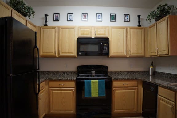Kitchen with cabinets at Stone Gate Apartments, North Carolina