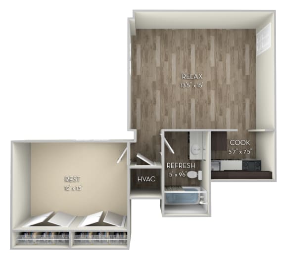 Josephine 1 Bedroom 1 Bathroom Floor Plan Josephine 1 Bedroom 1 Bathroom Floor Plan at Columbia Uptown, Washington, DC