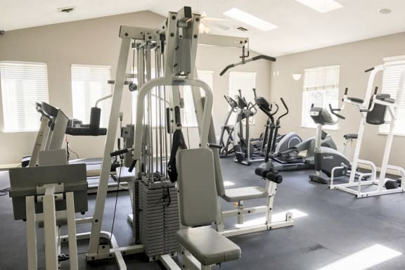 Fitness center with cardio and strength equipment at Northridge apartments in Lincoln, NE