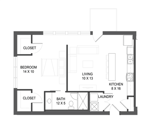 1 bedroom 1 bathroom Floor plan G 1 bedroom 1 bathroom Floor plan G at The Mobile Lofts, Mobile, Alabama