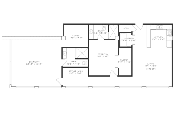 2 bedroom 2 bathroom Floor plan B 2 bedroom 2 bathroom Floor plan B at The Mobile Lofts, Alabama, 36604