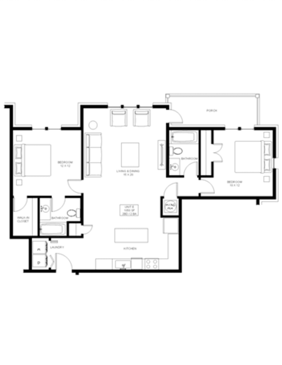 2 bedroom 2 bathroom Floor plan G 2 bedroom 2 bathroom Floor plan G at The Mobile Lofts, Mobile