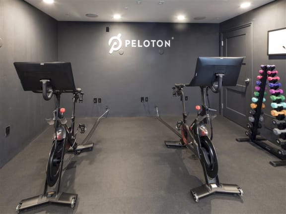 Cycling Studio in the Fitness Center at 1724 Highland Ave Apartments, Hollywood, 90028