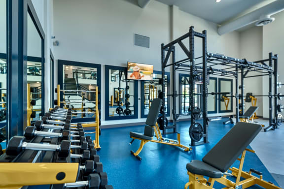 Fitness center at Cuvee Apartments, Glendale