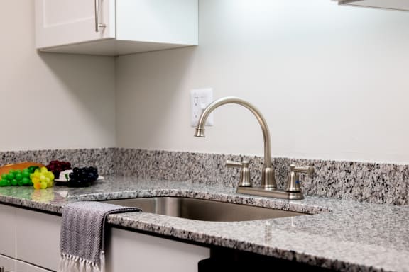Double Stainless Steel Sink at The Residence at White River Apartments, Indianapolis, 46228
