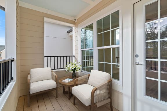 A private patio or balcony at your home at 8 West apartments in Greensboro, NC