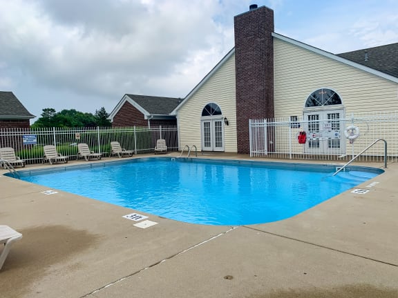 Picturesque pool with sundeck at Barton Farms in Greenwood, IN