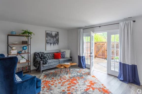 Living Room Attached Balcony at Galbraith Pointe Apartments and Townhomes*, Ohio