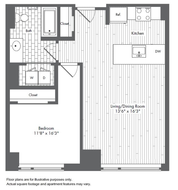 A7 1 Bed 1 Bath Floor Plan A7 1 Bed 1 Bath Floor Plan at Waterside Place by Windsor, Massachusetts