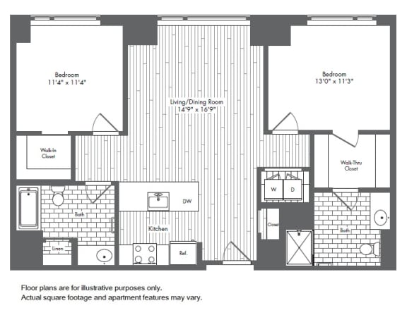 B2 2 Bed 2 Bath Floor Plan B2 2 Bed 2 Bath Floor Plan at Waterside Place by Windsor, Boston, Massachusetts
