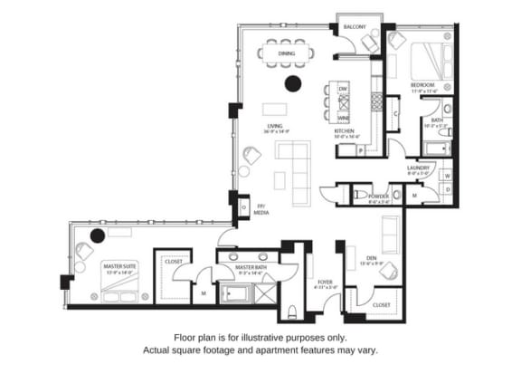 B25 North B25 North floor plan at The Bravern, Bellevue, Washington