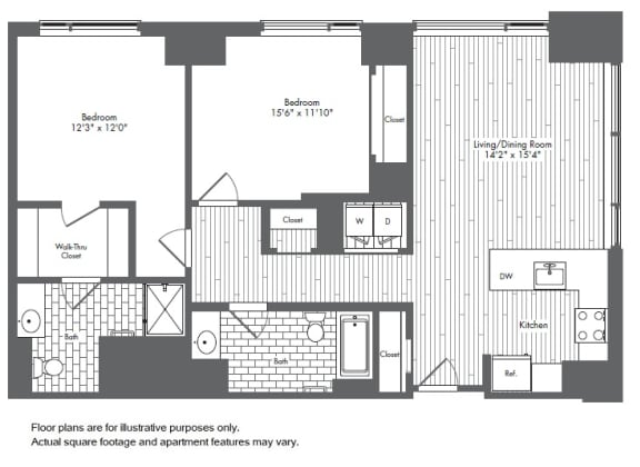 B3 2 Bed 2 Bath Floor Plan B3 2 Bed 2 Bath Floor Plan at Waterside Place by Windsor, Boston