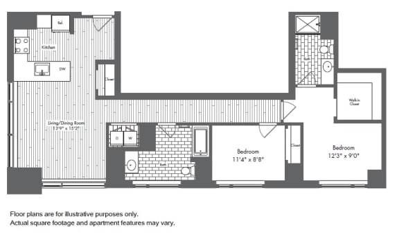 B4 2 Bed 2 Bath Floor Plan B4 2 Bed 2 Bath Floor Plan at Waterside Place by Windsor, Massachusetts