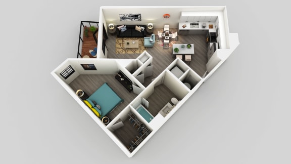 1 Bed 1 Bath Floor Plan 1 Bed 1 Bath Floor Plan at Edison on the Charles, Waltham, Massachusetts