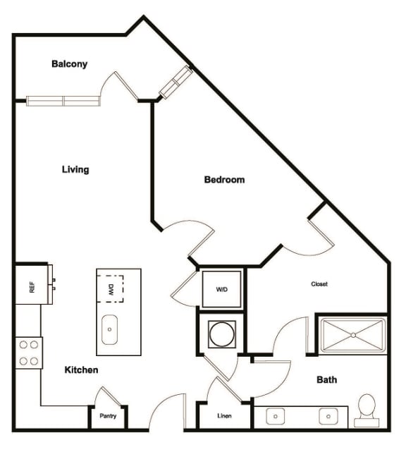 1 Bedroom 1 Bath Floor Plan 1 Bedroom 1 Bath Floor Plan at Elevate West Village, Smyrna, 30080