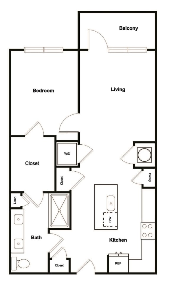 1 Bed 1 Bath Floor Plan 1 Bed 1 Bath Floor Plan at Elevate West Village, Georgia