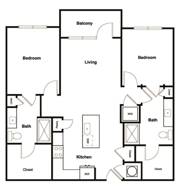 2 Bed 2 Bath Floor Plan 2 Bed 2 Bath Floor Plan at Elevate West Village, Smyrna, 30080