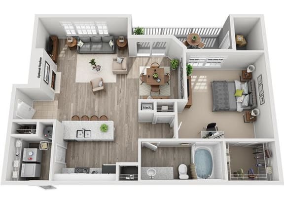 1 bedroom 1 bathroom floor plan D 1 bedroom 1 bathroom floor plan Dat Windsor Addison Park, North Carolina, 28269