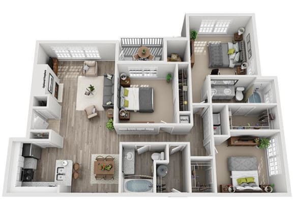 3 bedroom 2 bathroom floor plan B 3 bedroom 2 bathroom floor plan B at Windsor Addison Park, Charlotte, NC
