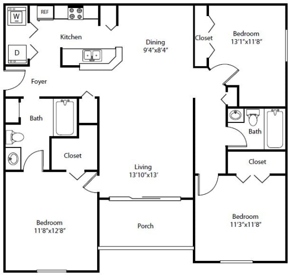 C1 Floor Plan C1 Floor Plan at The Winston by Windsor, Pembroke Pines, FL
