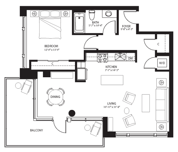 A2 Floor Plan at The Bravern