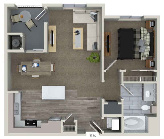 A1 1 Bed 1 Bath Floor Plan A1 1 Bed 1 Bath Floor Plan at Valentia by Windsor, La Habra