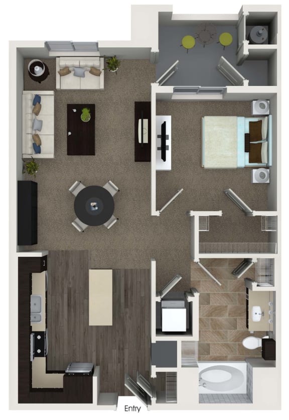 A2 1 Bed 1 Bath Floor Plan A2 1 Bed 1 Bath Floor Plan at Valentia by Windsor, California, 90631