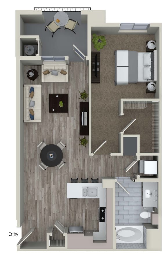 A5 1 Bed 1 Bath Floor Plan A5 1 Bed 1 Bath Floor Plan at Valentia by Windsor, La Habra, 90631
