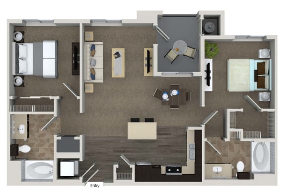 2 Bed 2 Bath Floor Plan 2 Bed 2 Bath Floor Plan at Valentia by Windsor, La Habra, California