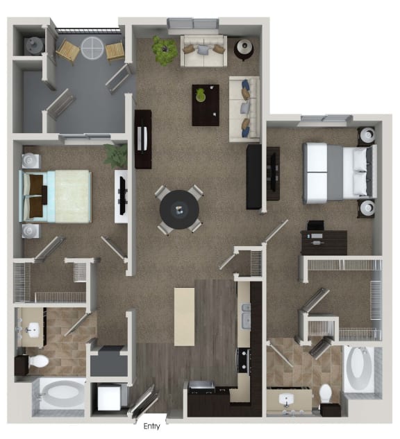 B3 2 Bed 2 Bath Floor Plan B3 2 Bed 2 Bath Floor Plan at Valentia by Windsor, California, 90631