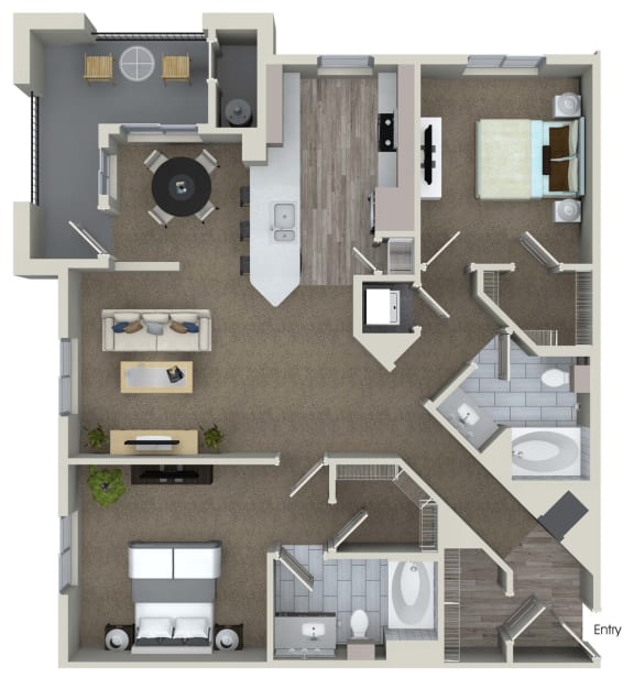 B6 2 Bed 2 Bath Floor Plan B6 2 Bed 2 Bath Floor Plan at Valentia by Windsor, La Habra, 90631
