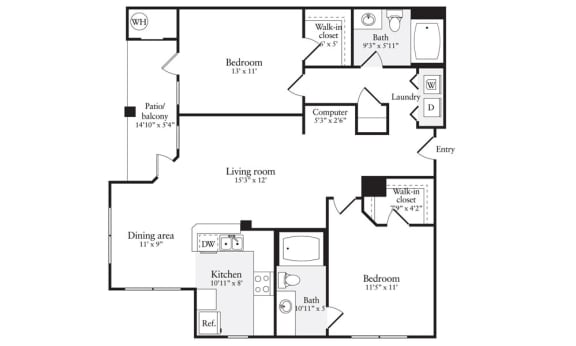 B1R Floor Plan B1R Floor Plan at Windsor Herndon, Herndon, VA