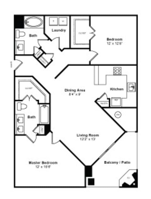 B2 Floorplan at Windsor at Main Place, Orange, CA